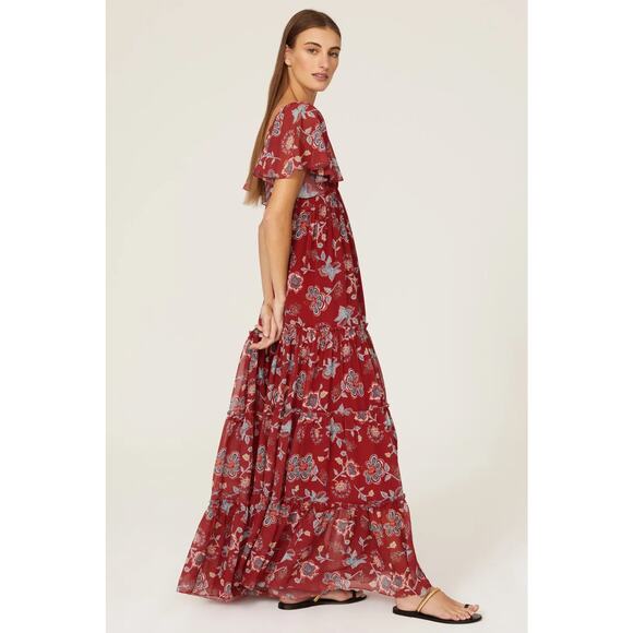 Sachin & Babi Red Floral Kara Maxi Dress Size 12 - Picture 13 of 14